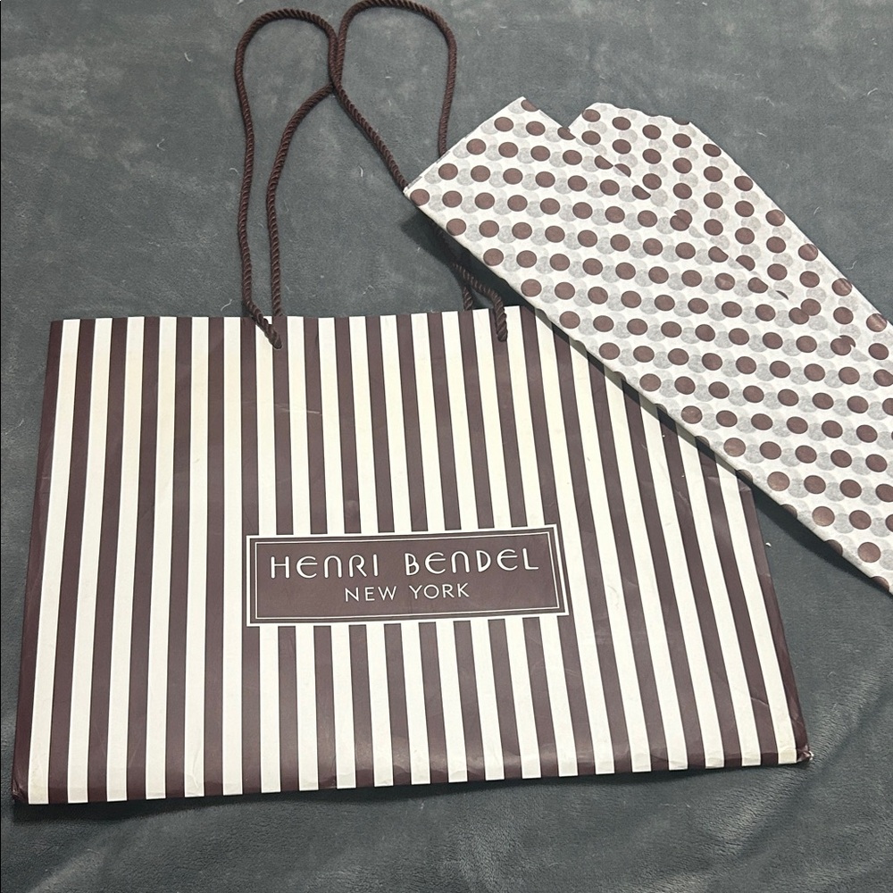 Henri Bendel Brown and White Striped Tote